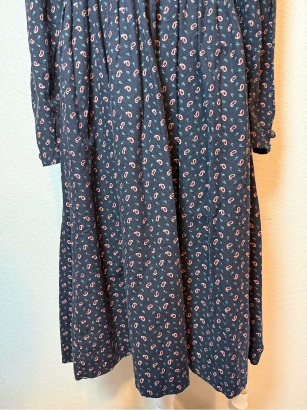 Vintage 1980’s Laura Ashley Paisley Print Prairie Dress Blue Size 12 - Picture 3 of 16